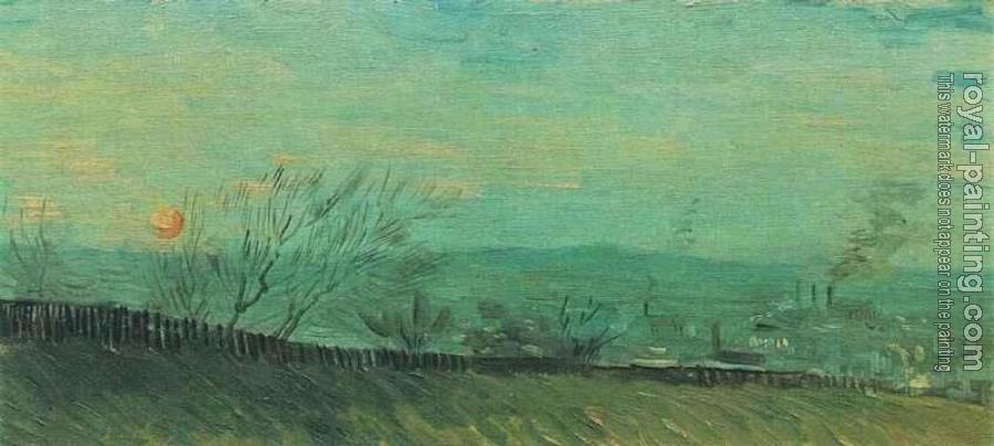 Vincent Van Gogh : Factories Seen from a Hillside in Moonlight